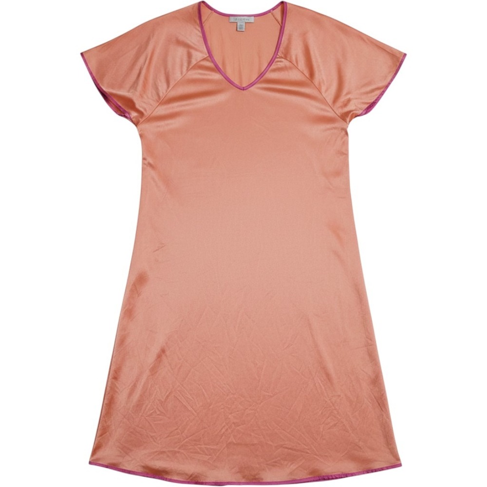 Only Necessities Peach Magenta Trim Nylon Sleep Dress Plus Size 1X 22/24